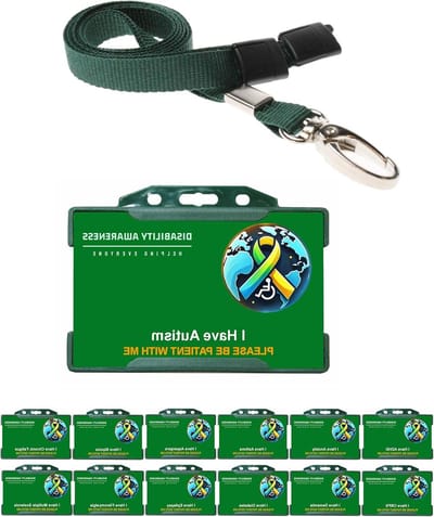 Autisme Awareness Badge - Verborgen Handicap Kaart - Communicatie Hulpmiddel - Veiligheidsbreakaway Clip - 86 x 54 cm - Groen