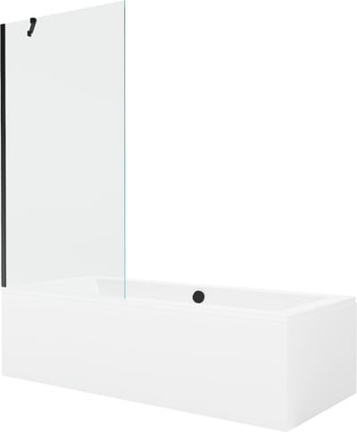 Mexen Cube rechthoekig bad 170 x 80 met ombouw en 1-deurs scherm 90 , transparant, zwart - 550517080X9509000070