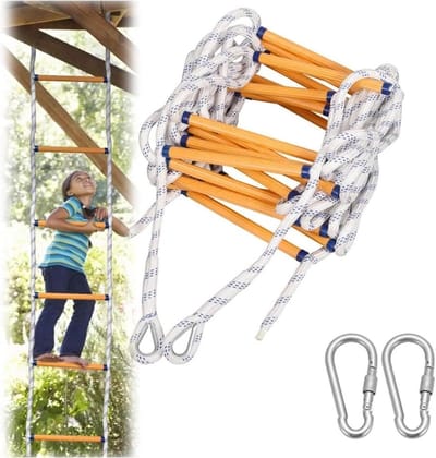 Veiligheidsladder Thuis - Touwladder Reddingsladder - Noodsituaties Ontsnappen - Vlamvertragend Duurzaam Materiaal - 12 Meter - Wit