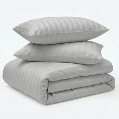 Decoware Dekbedovertrek Hotelstreep 200x220 cm - Grijs - Katoensatijn - Met Kussenslopen - Tweepersoons