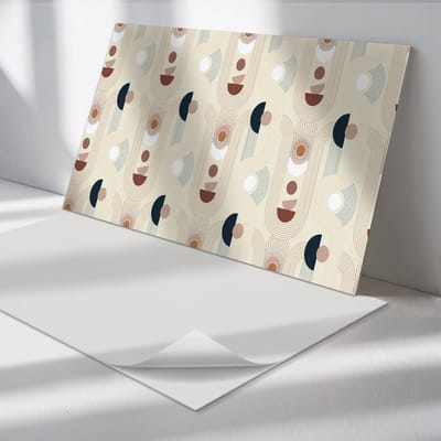 Wallfluent Vinyl Tegels - Abstracte Lijnen en Vormen Vloer Tegels PVC - 40 cm x 20 cm - Beige PVC Tegels - 10 stuks - Rechthoek PVC Tegels - Abstractie Plaktegels - Zelfklevende PVC Tegels - Plaktegels Keuken en Badkamer
