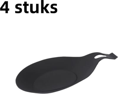 4-delige soeplepel pad-gemakkelijk schoon te maken keukenhulp pad lepel pad-warmte-isolatie lepel pad smaak afwas pad lepel rust-zwart
