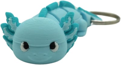 Axolotl sleutelhanger - IJsblauw - 3d geprint - Cadeau liefhebber – Sleutelhanger dier - 8cm