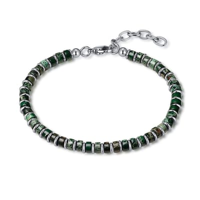 Twice As Nice Armband in edelstaal, groene stenen Zilverkleurig 18cm+3cm