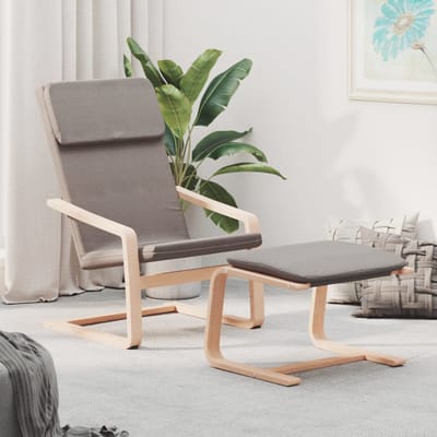 vidaXL Relaxstoel met voetenbank stof taupe