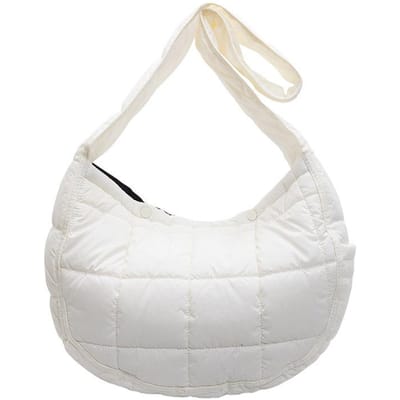 Nieuwe Stijl Wolkentas voor Dames Grote Capaciteit Modieuze Pof Klasse Forenzen Casual Licht Eén-schouder Crossbody Donzen Tas white