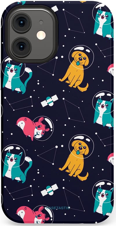 Casetastic Hoesje Geschikt voor Apple iPhone 12 Mini - Stijlvolle Beschermende Duo-layer Case - Sterrennacht Dieren