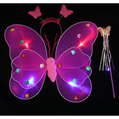 Lichtgevende Vleugels Knipperende Vlinder Rok Verlichting Pak LED Kinder Kostuum Rekwisieten Meisjes Rokken Engel 2-8 Jaar Pasen Valentijnsdag blue