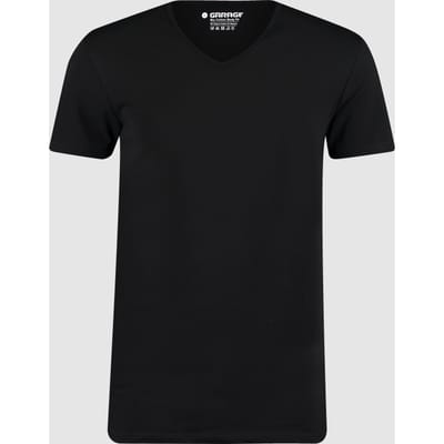 Garage 0222- Bio-Cotton Bodyfit 2-pack T-shirt V-hals korte mouw zwart XXL 95% organisch katoen 5% elastan