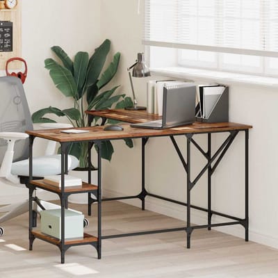 vidaXL - Bureau - Oud - Hout - 139 - x - 139 - x - 75 - cm - Bewerkt - hout