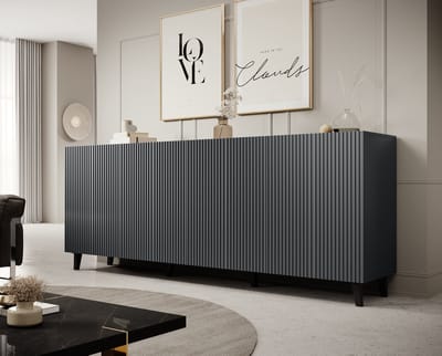 Meubella - Dressoir Vintar - Antraciet - 200 cm