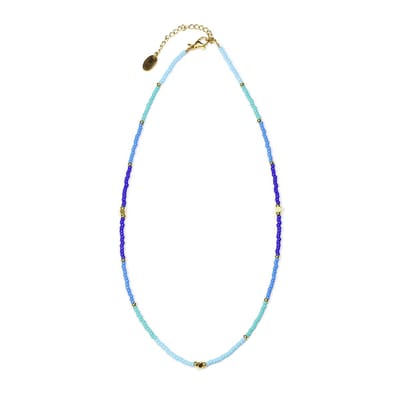 CO88 Collection 8CN-26341 Kralenketting met Miyuki Kralen - Blauw Tinten - 40+5cm - Goudkleurig Slot