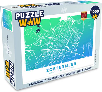 Puzzel Stadskaart - Zoetermeer - Blauw - Nederland - Legpuzzel - Puzzel 1000 stukjes volwassenen - Plattegrond