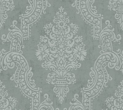 BAROK ORNAMENTEN BEHANG | Klassiek - Groen Donkergroen Zilver - A.S. Création Pure Elegance