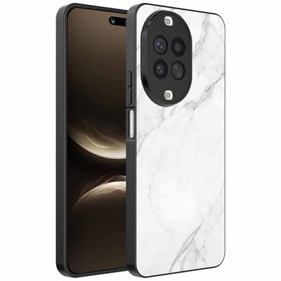 Geschikt voor Huawei Nova 14 Ultra Telefoonhoesje met Wit Marmer Opdruk - TPU Backcover Case White Marble Design - Zwart - Smartphonica geschikt voor Huawei Nova 14 Ultra