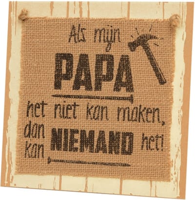 Paper Dreams Bordje Papa 20 Cm Hout Naturel