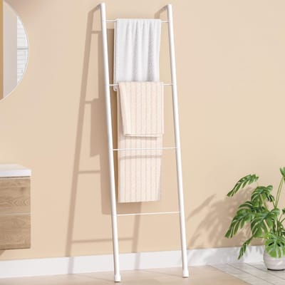 Dailygoods- Handdoekhouder 4-laags - Staande Handdoekladder - Decoratieve Houder - Metalen Staven - Roestbestendig Staal - Ruimtebesparend - Opbergladder