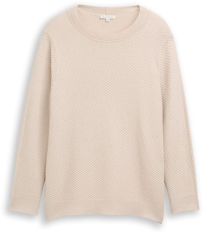 Tom Tailor - Plus Size - Losvallende gebreide trui van katoen - Maat 46 - sand stone beige