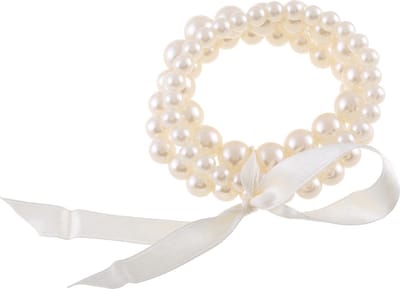 Behave - Parel Armband Dames - Elastisch - 3 rijen creme kleur
