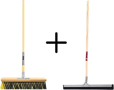 Synx Tools Binnenbezem 40cm La Crema + Vloertrekker 45cm met Steel 150cm - Kamerveger – Vloerreiniger – Moppen – Zachte bezem met steel 150cm