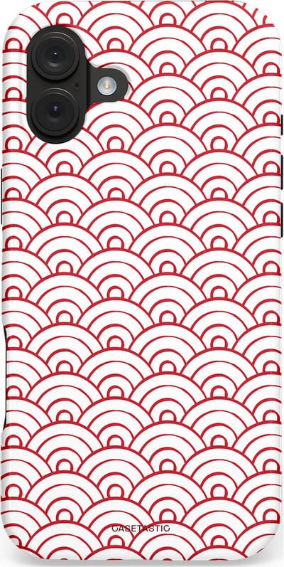 Casetastic hoesje geschikt voor Apple iPhone 16 Plus - MagSafe - Dubbellaagse bescherming - Golfjes - Fashion Case - Wit Lichtroze Koraal Lichtgrijs