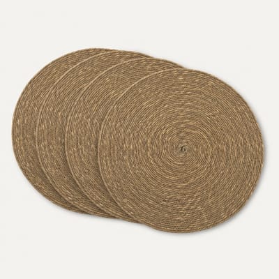 Placemat Set Gevlochten Zeegras Rond 6 stuks | 38 cm | Seagrass Natural | Natuurlijke Onderlegger | Bohemian & Landelijke Tafeldecoratie