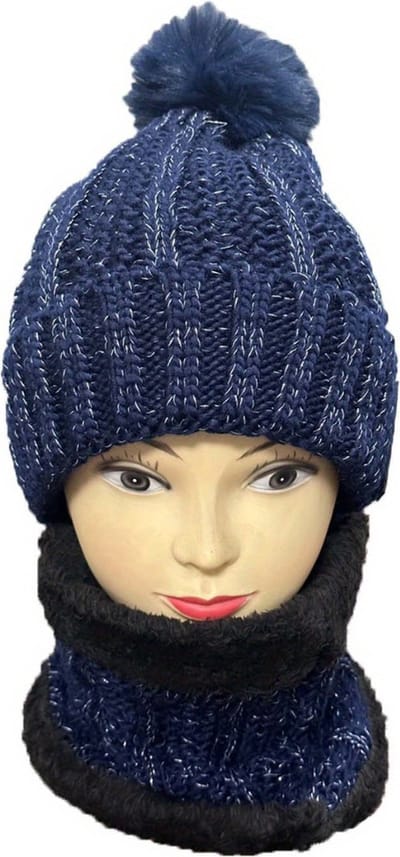 Nivard Nekwarmer - Heren - Dames - Fleece - Motor - Bandana - Masker - Colsjaal - Winter - Sjaal - Gewatteerd - Set - Met Muts - Blauw