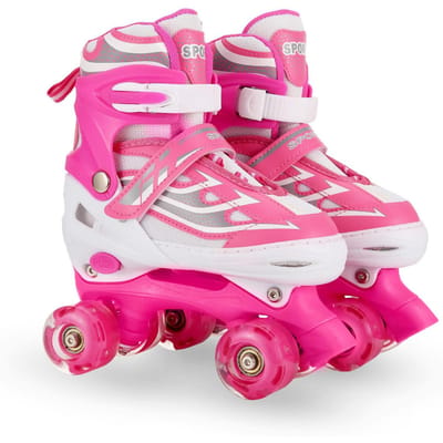Oplichtende rolschaatsen voor kinderen, perfect voor meisjes van 5 tot 8 jaar. Ideale rolschaatsen voor kinderen van 6 tot 12 jaar. M roze