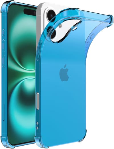Smartphonica Telefoonhoesje Geschikt voor iPhone 16 Plus Transparant Schokbestendig Siliconen Hoesje met Stootrand - Shockproof Back Cover Case - Blauw geschikt voor iPhone 16 Plus