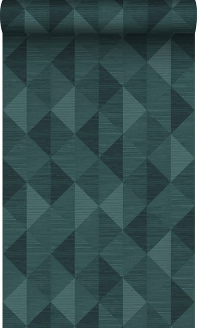 Origin Wallcoverings behang grasweefsel in grafisch 3D motief petrolblauw - 50 x 900 cm - 347888