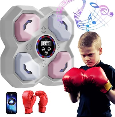 Boxing Machine - Boksmachine - Muzikale Boxmachine - Muurmontage met Boxhandschoenen, 9 Snelheden, Bluetooth, Geschikt voor Kinderen en Volwassenen