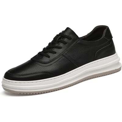 Nieuwe Mode Mannen Casual Schoenen Echt Leer Sneakers Comfort Heren Oxford Schoenen Buiten Skate Schoenen Antislip Tenis Masculino 46 black