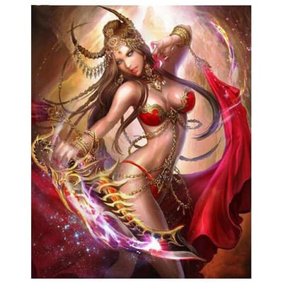 Volledige ronde boor 5D DIY Diamond schilderij vrouwelijke krijger Japanse Anime kruissteek 20X30CM beige