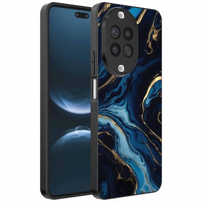 Geschikt voor Huawei Nova 14 Pro Telefoonhoesje met marmer opdruk - TPU backcover case gold blue marble design - Goud Blauw - Smartphonica geschikt voor Huawei Nova 14 Pro