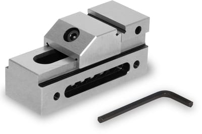 EBERTH precisie bankschroef met lage bekken, bekbreedte 26 mm, maximale klemkracht 22 mm, bekhoogte 9 mm, gemaakt van robuust staal, professioneel, voor diverse taken, werkplaatsbankschroef