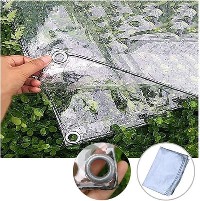 Dekzeil, waterdicht, heavy-duty, outdoor, transparant PVC, voor raam, balkon, regendoek, afstand tussen gaten: 50 cm, kleur: transparant, maat: 1,8 x 2 m