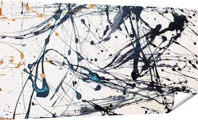 Gards Tuinposter Abstracte Kunst van Zwarte Verf - 180x90 cm - Tuindoek - Tuindecoratie - Wanddecoratie buiten - Tuinschilderij