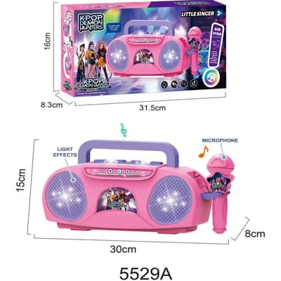 Kpop Demon Muziek Microfoon Kinder Speelgoed met Lichtgevende Microfoon Kan Genieten van Liedjes Speelgoed Kerstcadeaus ontworpen voor kinderen pink