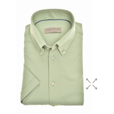 John Miller Overhemd Hyperstretch Slim-Fit Short Sleeve Licht Groen / male