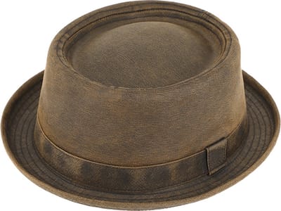 Pork Pie Washed Cotton Bruin - Maat: 55-S