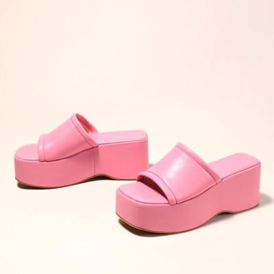 Zomer Roze Wedge Slippers Dames Platform Sandalen Knus Leer Peep Toe Instappers Hoge Hakken Casual Strand Slide Schoenen Vrouwelijk 40 pink