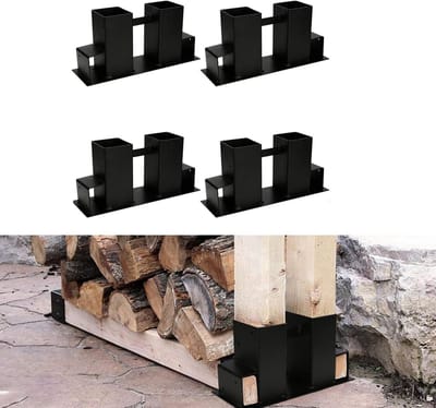 Hout Stapel Hulp - Stapelrek Set - Hout Opslag - Flexibel Formaat - 4 Delig - Zwart