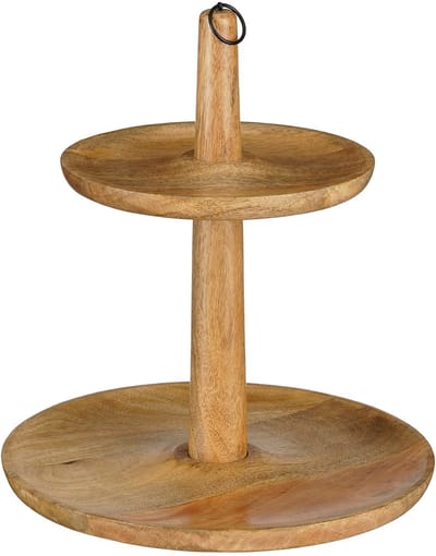 Mica Decorations Caden Etagère - H36 x Ø33 cm - Gerecycled Mangohout - FSC 100% - Lichtbruin