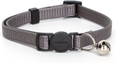Nobleza Kattenhalsband met Belletje - Verstelbare Nylon Halsband voor Katten - Grijs