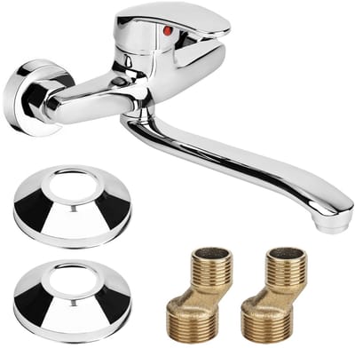 VT Goods - 360° Swivel Kitchen Tap - Keuken Mengkraan - Wandmontage - Chroom - Flexibel en Praktisch - Ideaal voor Iedere Keuken - 24 cm Spuitmond