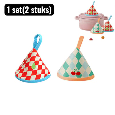 2 stuks - Pannenlappen - Schattige Driehoekige Pannenlappen - Hittebestendige Hoesjes voor Pannen en Deksels， Anti-Heet Handvat Covers voor Gietijzeren Potten en Ramekins