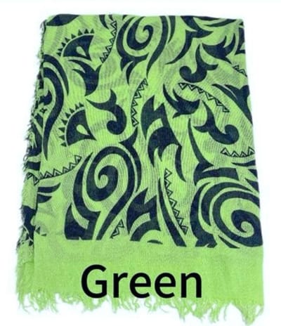 Lange Dunne Sjaal - 100% Bamboe - Print - Groen - 190 x 65 cm (6623)