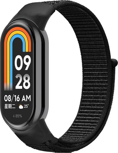 By Qubix - Sport loop nylon bandje - Zwart - Geschikt voor Xiaomi Smart Band 8 / 9 / 10