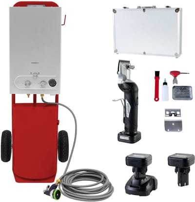 Paardenverzorgingsset - rode douche + tondeuse - 18 l warmwater