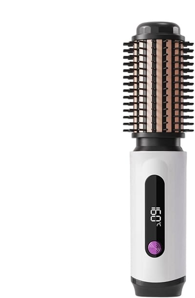 carmdering - Warme haarborstel - Thermische borstel - Haarstyler - Draadloos, oplaadbaar, 2600 mAh - 3 temperaturen (140-180°C), speciaal voor kort haar - Snel verwarmen, anti-pluis, glans - Ergonomisch, draagbaar, ideaal voor reis